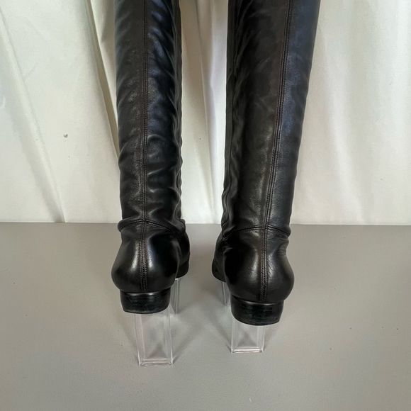 POUR LA VICTORIE WOMENS KNEE HIGH LEATHER BOOTS BLACK SIZE 8 - Picture 4 of 8